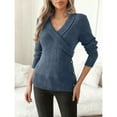 thumbnail image 4 of YueHuiYing Womens Long Sleeve Tunic Top V Neck Button Shirts Dressy Casual Business Elegant Knit Top, 4 of 9