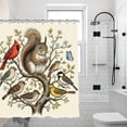 thumbnail image 2 of Bird Squirrel Print Shower Curtain,Modern Fabric Waterproof Shower Curtain Set with Hooks 70.8×70.8Inch (180×180cm), 2 of 5