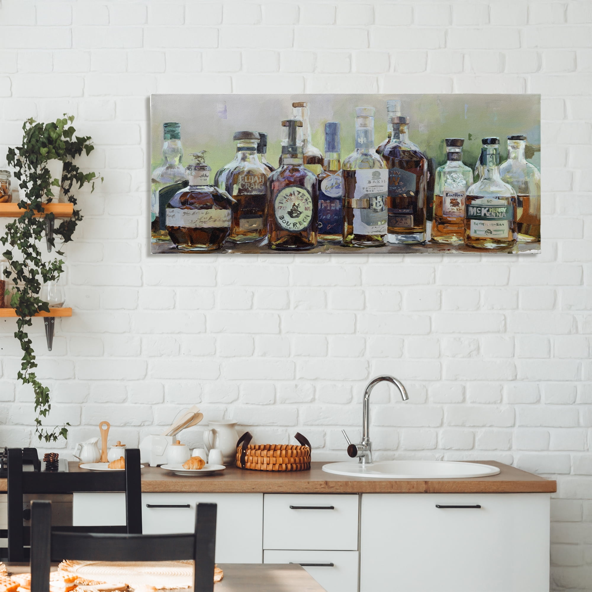 Stupell Industries Vintage Whiskey Bottles Display Canvas Wall Art, design by Marilyn Hageman