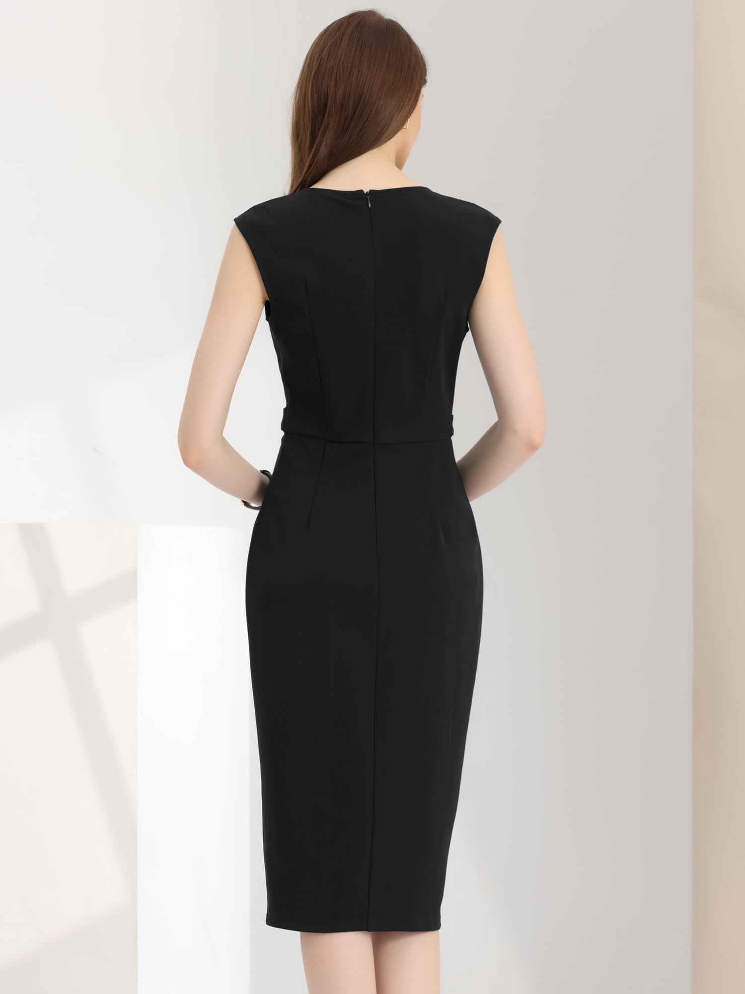 DARING DIVA Slim Fit Sleeveless Work Dress S Black