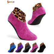 Spencer Indoor Non-Slip Thermal Socks Leopard Printed Floor Socks Fuzzy Slipper Socks for Ladies Girls