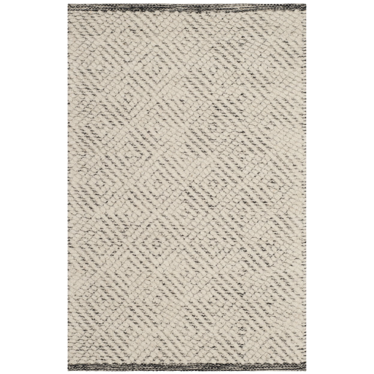 SAFAVIEH Natura Eanna Geometric Wool Area Rug, Ivory/Light Grey, 5' x 8'