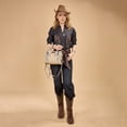 thumbnail image 3 of Wrangler Paisley Tote Bag for Women Embroidered Top Handle Handbag with Crossbody Strap, Tan, 3 of 8