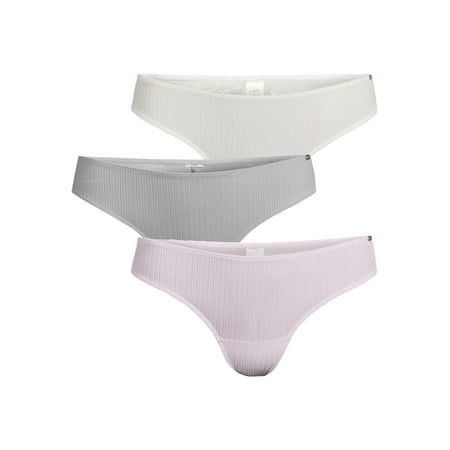 

Jessica Simpson Women’s Striped Jacquard Micro Thong Panties 3-Pack