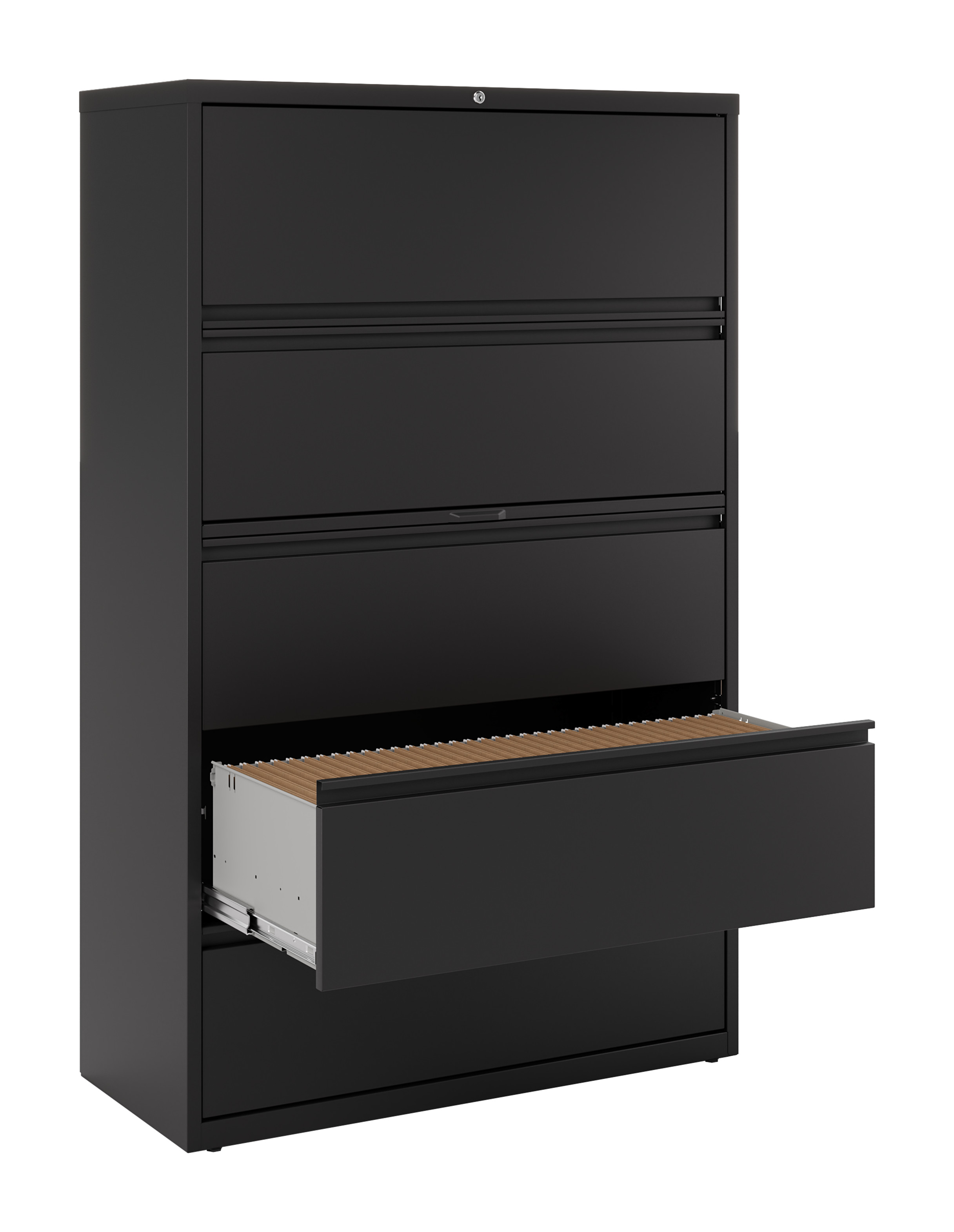 Hirsh 42 inch Wide 5 Drawer Metal Lateral File Cabinet for Home and Office, Holds Letter, Legal and A4 Hanging Folders, Black - image 4 of 10