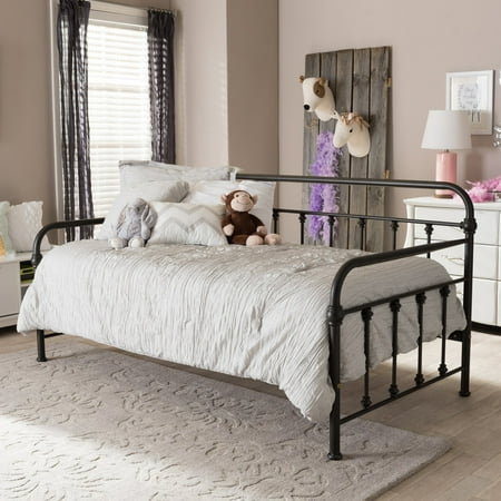 Baxton Studio Elsie Vintage Industrial Black Finished Metal Daybed