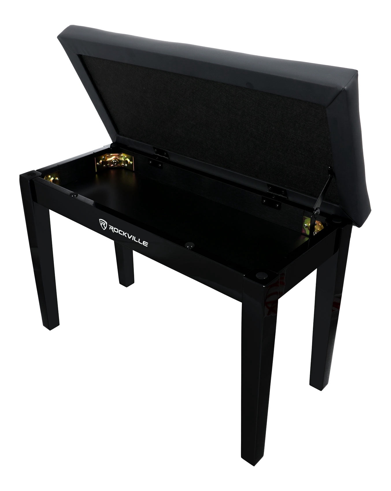 Rockville PB7 BLACK Premium Piano Bench w/Thailand Wood, Comfy Padding + Storage