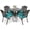 Dark Bronze/Ocean Blue, variant on MEETWARM 5 Piece Patio Dining Set, Outdoor All-Weather Cast Aluminum Dining Table Set, Patio Furniture Set for Backyard Garden Deck, Include 4 Chairs and a 35.4" Round Table with Umbrella Hole