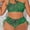 Green, variant on Cheetah Print Plus Size Bikini Sets, One Shoulder Cut Out, Two Piece Cheeky Swimsuits High Leg Cut Bathing Suit for Women