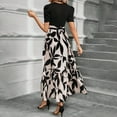 thumbnail image 4 of Women's Floral Maxi Dress 2024 Crewneck Short Puff Sleeve Ruffle Hem Flowy Boho Belted Dresses Light Gray XL, 4 of 6