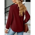 thumbnail image 3 of SHIBEVER Women Tops Fall Casual Long Sleeve Loose Fit Tunic Tops V Neck Lace Blouses Comfy Trendy Soild Color Winered Tshirts Size S, 3 of 5