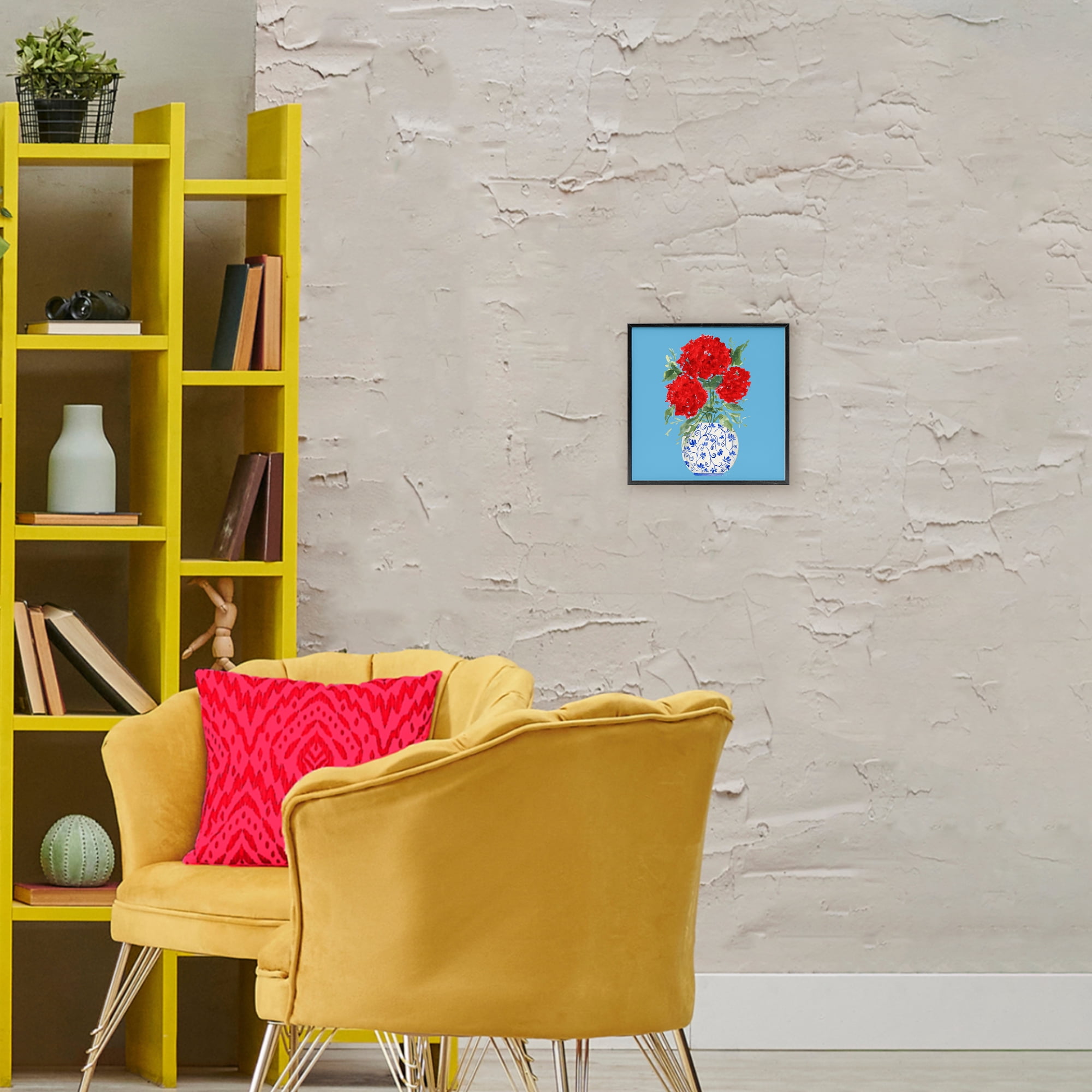 Stupell Industries Bold Red Hydrangea Trio Black Framed Giclee Art, design by Lucille Price