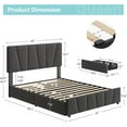 thumbnail image 2 of Queen Size Bed Frame with Adjustable Headboard and 2 Storage Drawers, Upholstered Platform Bed Frame with Wooden Slats Support, No Box Spring Needed, Grey, 2 of 8