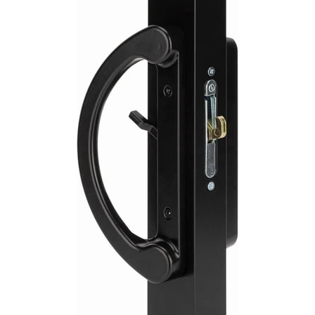 8" Sliding Door Handle Set with Mortise Lock - Replace Patio Glass Door Handles Quickly and Easily – Black Diecast, Non-Keyed, Fits 3-15/16” Hole Spacing