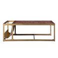 thumbnail image 2 of Benzara Metal Constructed Coffee Table with Leatherette Top and Magazine Holder, Beige and Gold, 2 of 2