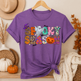 thumbnail image 3 of Spooky Season Halloween Shirt, Colorful Patchwork Ghost Pumpkin Graphic Tee, Comfort Colors Fall Unisex T-Shirt - Purple, 2XL, 3 of 4