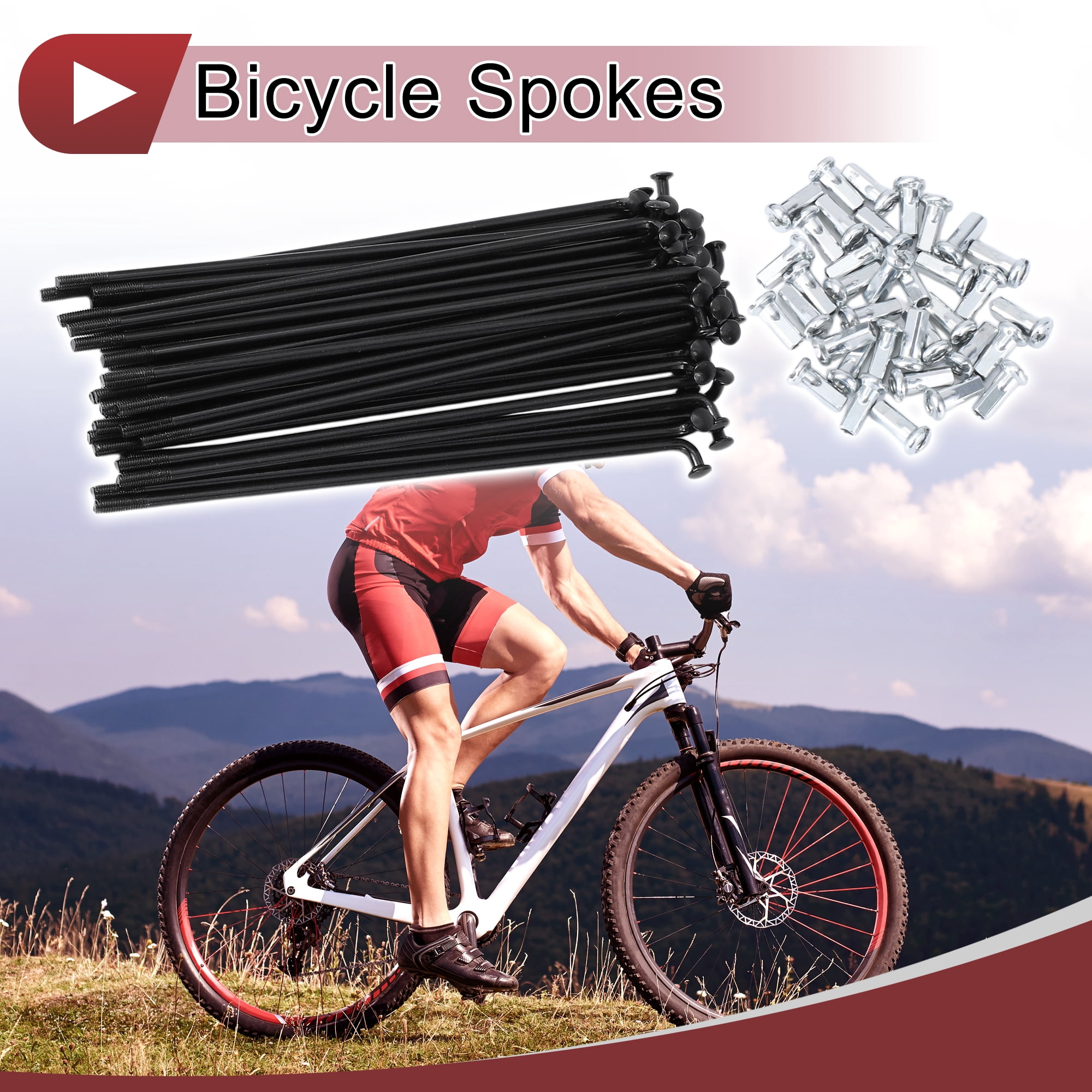 Unique Bargains 36 Set 12G Bicycle Spoke 12G Bike Wheel Spokes 45 Steel Black-116mm