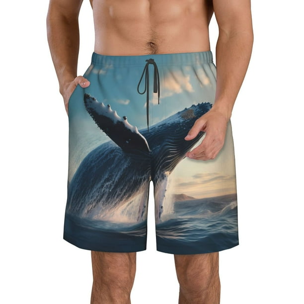 Fotbe Dancing Whale Trajes de Baño Estampados para Hombre, Shorts de Verano de Secado Rápido, Ropa de Playa, Bañadores-X-Large