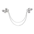 thumbnail image 2 of 2x Pin de broche de cuello de de botón de cadena imitación - Plata Hugo Broche de cadena con borla, 2 of 10