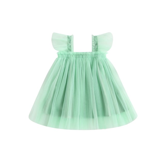 xiaxaixu Bébé Enfants Fille Robe de Tulle, Mouche Manches Robe d'Été de Couleur Unie pour la Fête Quotidienne