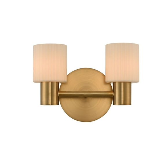 Kalco Lighting Harlowe 2-light Mid-Century Glass LED Bath Light in Winter Brass