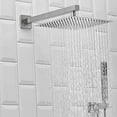 thumbnail image 5 of BWE Brushed Nickel Shower Faucet 10 Inch Square Luxury Rain Mixer Shower System Sets Complete 2-Functions Pressure Balancing Wall Mount Rainfall Rough-in Valve Body and Trim Included, 5 of 9