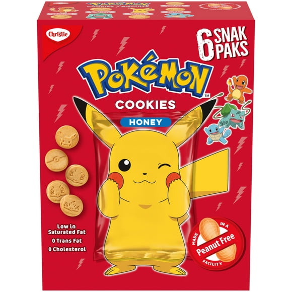 Christie, Biscuits Pokémon au miel, collations pour l’école, 6 Snack Packs POKE HM 150G - FRENCH