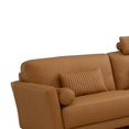 thumbnail image 2 of Eve 84 Inch Top Grain Leather Sofa, 3 Accent Pillows, 2 Bolsters, Brown, 2 of 5