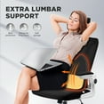 thumbnail image 4 of Luxvie Ergonomic Office Chair High Back Mesh Office Chair with Lumbar Support Pillow, Rocking Office Desk Chair with Adjustable Arms & Headrest, Comfortable Ergonomic Chair, Black, 4 of 10