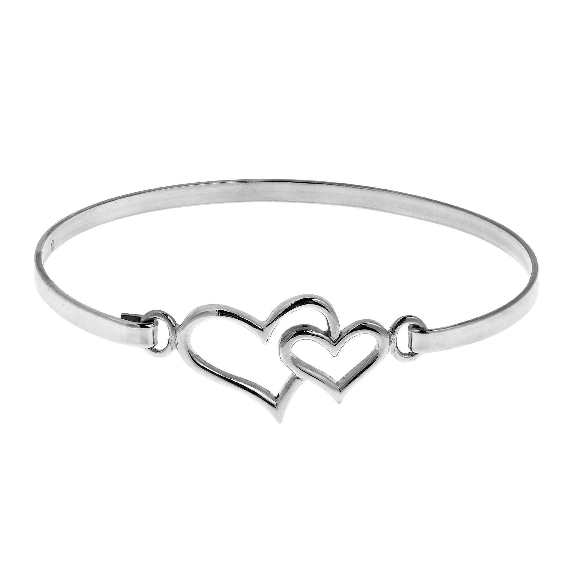 AeraVida Two Hearts One Love Sterling Silver Solid Band Hook