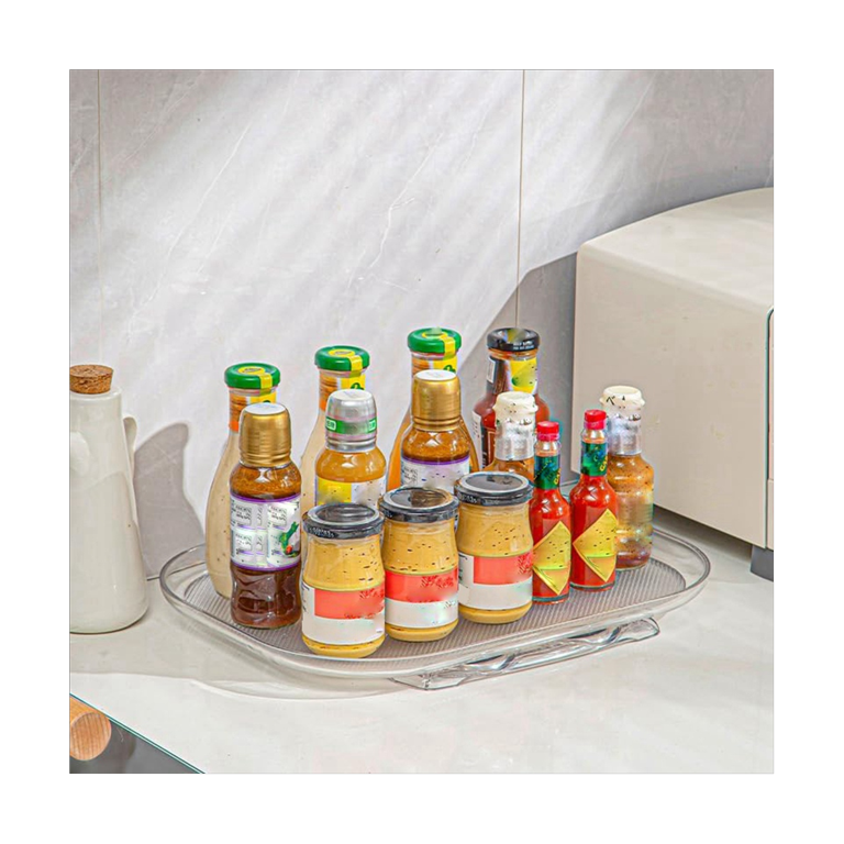 Condiment Storage Rack,household Rotating Storage Rack,transparent Condiment  Square Can Turn The Refrigerator Turntable