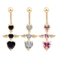 thumbnail image 1 of MasteelfCA 3 Pcs Anneaux de Nombril en Forme de Cœur Anneaux de Nombril Bijoux, 1 of 8