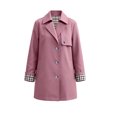 thumbnail image 5 of Tqcoqu Women's Lightweight Windproof Casual Trench Jacket Lapel Button Down Coat with Plaid Lining and Pockets, 5 of 9