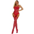 thumbnail image 3 of LowProfile Underwear Bodysuit for Women Mesh Hollow Fishnet BabyDoll Underwear Nightwear Overalls Red, 3 of 4