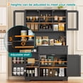 thumbnail image 5 of Walsunny Pantry Cabinet with Microwave Shelf Doors Drawer for Kitchen Storage 68" Tall Kitchen Food Cabinet Pantry Organizer Shelves Coffee Bar Cabinet with Hutch Black, 5 of 9