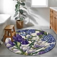 thumbnail image 3 of Round Rug 4Ft Washable Non-Slip, Spring Flowers Circle Area Rugs for Living Room Bedroom, Purple Hydrangea Orchid Floral Country Beige Indoor Floor Mats Carpet Runner for Home Decor Aesthetic, 3 of 8