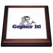 3dRose Gopher It, Trivet with Ceramic Tile, 8 by 8-inch