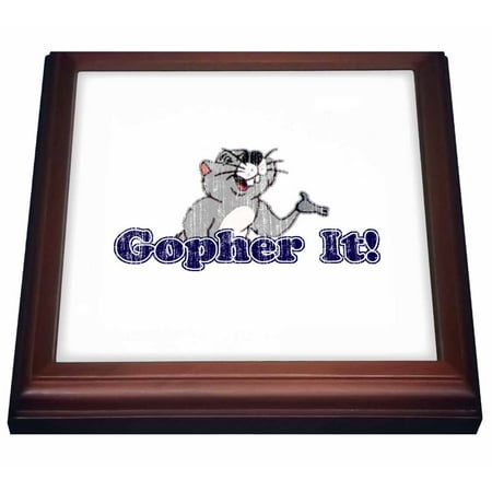 3dRose Gopher It, Trivet with Ceramic Tile, 8 by 8-inch