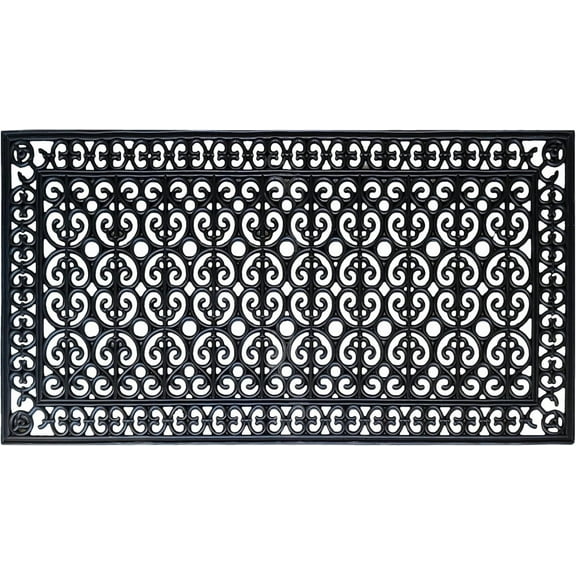 A1HC Heavy Duty Rubber Grill Doormat 30"x60", Black Estate, Scrapes Dirt & Grime, Indoor Outdoor Front Door Mat for Entry & Patio