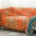 thumbnail image 5 of Organic Cotton Soft Sofa Bed Throw-Floral Farmhouse Decor Blanket, Reversible Bohemian Throw for Chair Couch Quilt and Gift - orange, 5 of 5