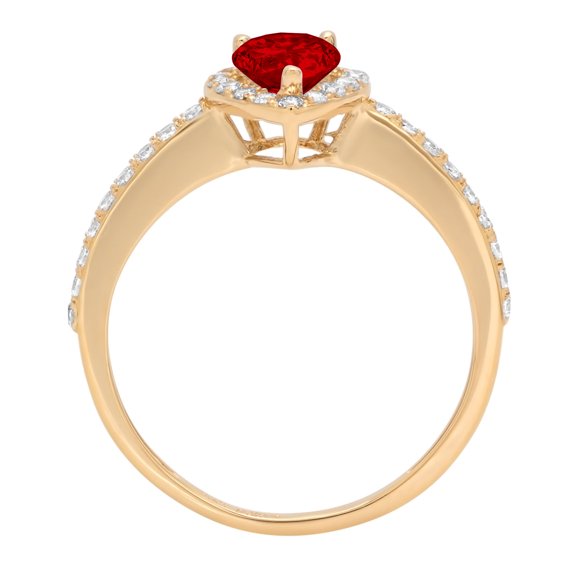 0.755 ct Pear Cut Natural Garnet Solitaire with Accents Engagement Ring for Women in 18K Yellow Gold