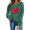 thumbnail image 4 of Valentines Day Sweatshirts Women Cute Heart Valentine Sweater Tops Casual Funny Graphic Long Sleeve Shirts Pullover, XS Green, 4 of 6