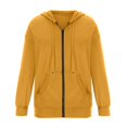 thumbnail image 4 of Pocket Long Sleeve Hooded Threaded Sweater Ladies Zipper Top, 4 of 4