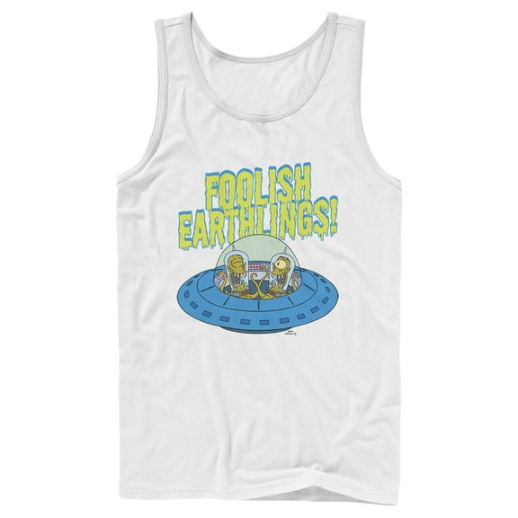 Men's The Simpsons Foolish Earthlings  Tank Top White Small
