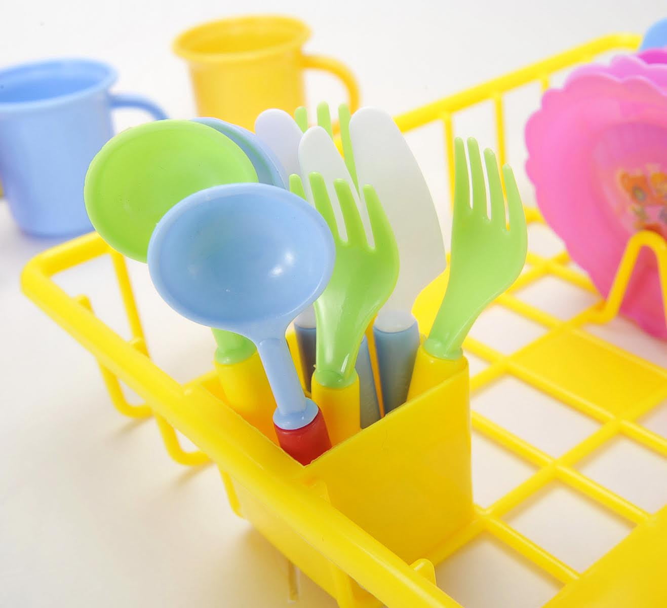 PlayWorld Kitchen Connection Play Dishes Kitchen Wash and Dry Tea Playset 27 Pieces