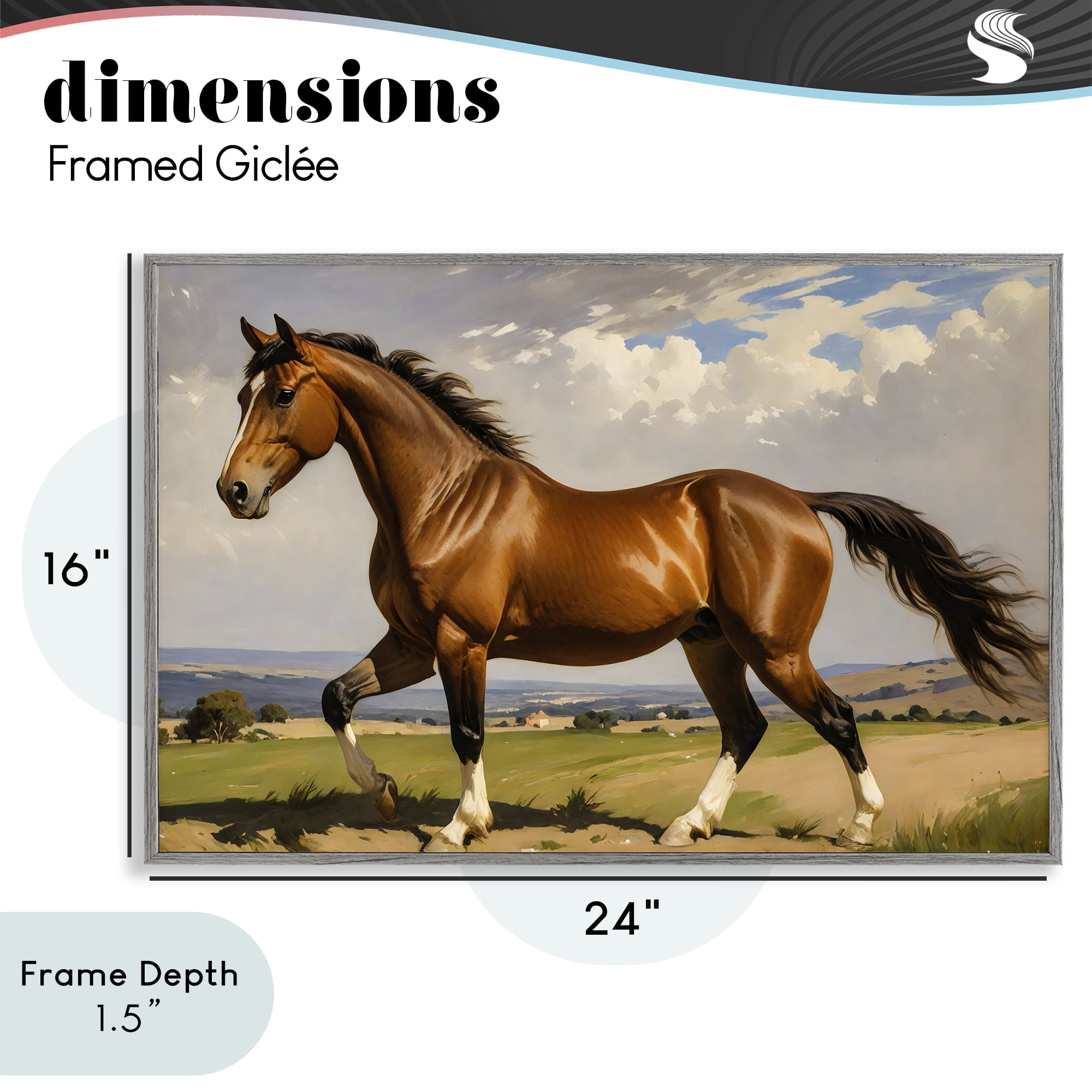 Stupell Industries Trotting Horse in Field Gray Framed Giclee Art, design by Creative Studio
