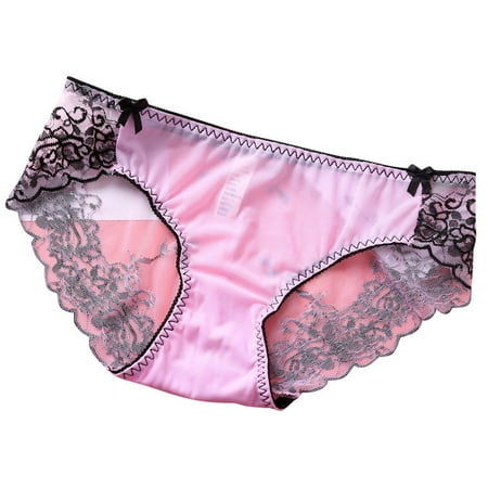 

Tangnade Ladies casual underwear bra Women Pantie Lace knicker High Elastic Embroidery Yarn Underpants Underwear Pink XL
