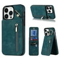 thumbnail image 1 of Mantto Wallet Case for iPhone 14 Pro Max, Slim Premium Credit Card Slot, Zipper Wallet Case with Ring Holder Kickstand Leather Magnetic Flip Back Shockproof Cover For iPhone 14 Pro Max, Blue, 1 of 12