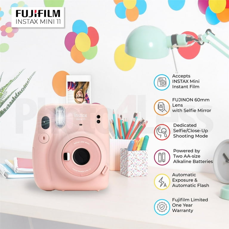 Fujifilm Instax Mini 11 Instant Camera Blush Pink + Custom Case +