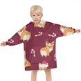 thumbnail image 3 of Christmas Corgi Blanket Hoodies for Kids 6-13YR Oversize Wearable Blanket Hoodies for Boys Girls Teens, 3 of 7